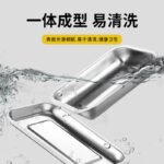 With magnetic stainless steel square plate Chinese canteen tray home hotel rice plate barbecue plate punching steamed rice plate wholesale - Image 2