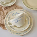 Vintage French cream coffee cup and plate