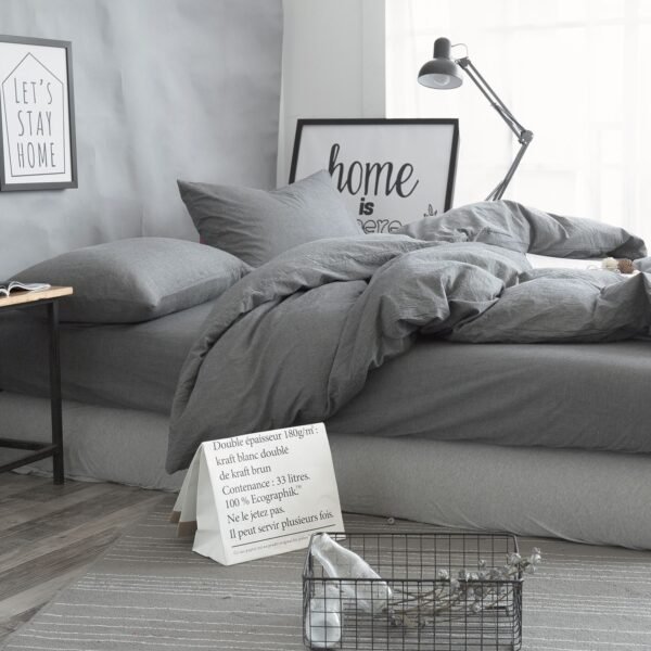 Japanese-style unprinted washed cotton four-piece good-quality cotton-dyed washed bedding bedding hotel student bedding