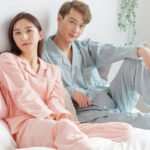 Spring and autumn solid color couple home clothes summer double color spinning cotton yarn men's and women's pajamas set - Image 3