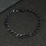 Hip Hop Trend Cuban Chain Titanium Steel Twist Chain Lobster Clasp Black Bracelet European and American Men's Stainless Steel Bracelet Jewelry - Image 3