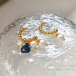 Copper-plated real gold S925 silver needle retro irregular natural stone earrings asymmetric earrings sweet pearl earrings 74 - Image 2