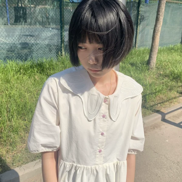 Air Train Dead Leaf Butterfly Dress Original Personality Summer Loose Doll Dress Japanese Cute Lace Cotton