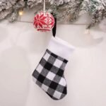 New Cross-border Christmas Decorations Red and Black Plaid Plush Christmas Socks Ornament Gift Gift Candy Bag Pendant - Image 3