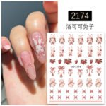 New nail art stickers Rococo sweet pet bunny nail stickers national style ink blood color rose decorative stickers - Image 2