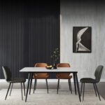 Nordic minimalist slate dining table home living room small apartment rectangular dining table slate 4-6 people dining table and chair combination - Image 2