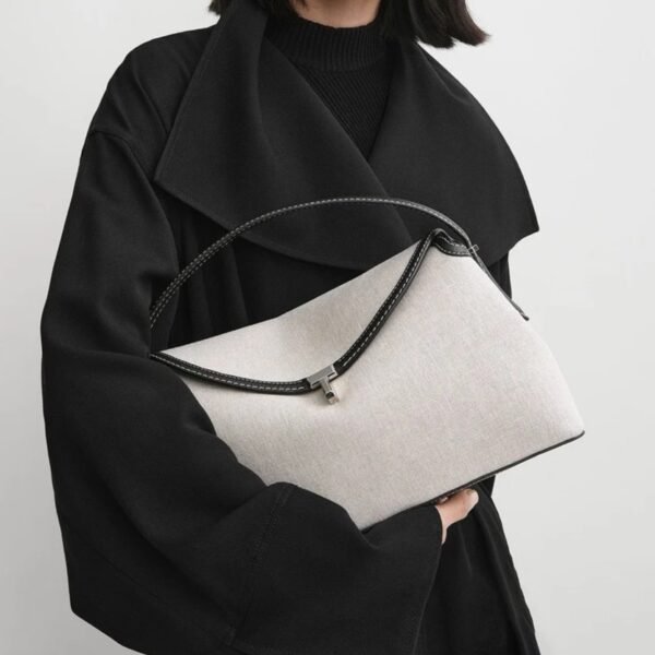 Niche TOTEMET word bag handbag linen with leather versatile women's bag crossbody bag women's large capacity bag cross-border