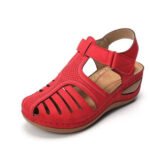 2023 summer new foreign trade sandals women's retro women's sandals car line hole shoes cross-border large size round toe wedge comfortable - Image 2