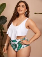 cross-border Amazon European and American sexy large size printed high waist split bikini swimsuit manufacturers wholesale