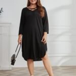 Women's fashion casual loose fitting long sleeved oversized dress