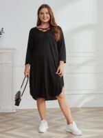 Women's fashion casual loose fitting long sleeved oversized dress