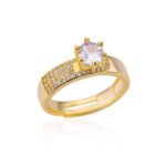 Cross-border hot sale 18K gold-plated full diamond light luxury non-fading opening ring women's zircon leaf ring women's high-end sense - Image 5
