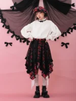 Irregular plaid design feeling skirt - Image 4
