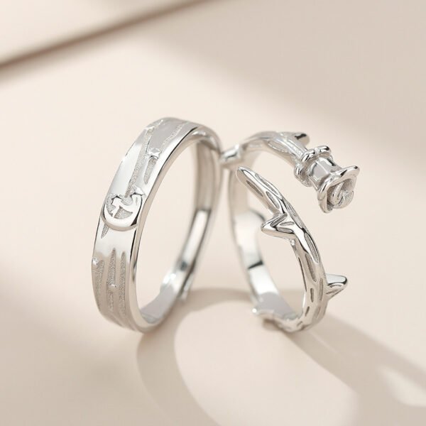 S925 sterling silver little prince and roses couple ring men and women a pair of Korean version simple students to send lover gifts