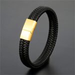 Cross-border hot selling bracelets, stainless steel, leather, leather bracelets, retro braided titanium steel bracelets, factory direct sales - Image 4
