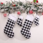 New Cross-border Christmas Decorations Red and Black Plaid Plush Christmas Socks Ornament Gift Gift Candy Bag Pendant - Image 2
