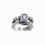 Korean version of ins cold wind personality black irregular texture French lava niche design opening index finger female - Image 5