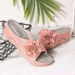 Summer new foreign trade wedge heel flower fish mouth large size slippers car stitching hollow female casual sandals and slippers - Image 2