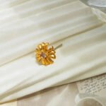 Copper-plated real gold S925 silver needle European and American cross-shaped earrings women's simple earrings temperament inlaid zircon earrings T772 - Image 3