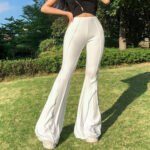 2022 spring and autumn European and American foreign trade women's clothing solid color low waist sexy trousers casual flared pants PG0703 - Image 8