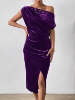 2025 Summer Cross-border New Products Alibuy Amazon Temperament Commuter Women's One-Line Collar Off-the-Shoulder Dress Dress - Image 3