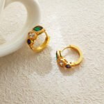 Color contrast zircon geometric earrings