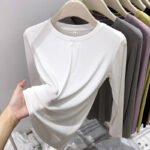 European mask T-shirt, women's soft glutinous base shirt, thin simple and versatile long-sleeved top, autumn basic T-shirt underwear - Image 3