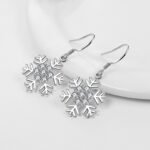 European and American cross-border snowflake earhook earrings, Amazon versatile simple high-end earrings, wholesale Christmas gift trend - Image 3