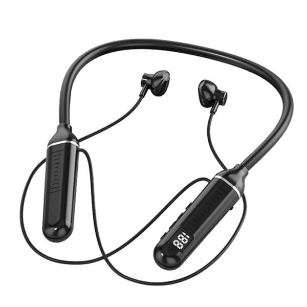 Neck-type bluetooth headset with digital display function large-capacity mobile phone wireless in-ear sports stereo earplugs
