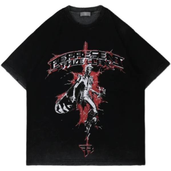 Vintage Portrait Letter Print Short Sleeve T-Shirt