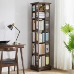 Jiayi Bookshelf Solid Wood Revolving Bookshelf Floor Combination Bookcase Home Storage Storage Rack - Image 3