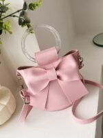Bow crossbody bucket bag women's high-end sense summer new solid color cylinder shoulder bag niche round handbag - Image 3