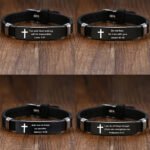 Bible Inspirational Words Simple Family Friendship Bracelet Stainless Steel Adjustable Silicone Sports Bracelet English Edition