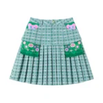 Plaid denim pocket print college pleated skirt - Image 5