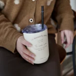 Cream stainless steel coffee cup - Image 2