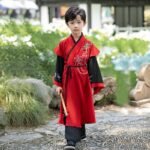 Boys' Hanfu black and red college style