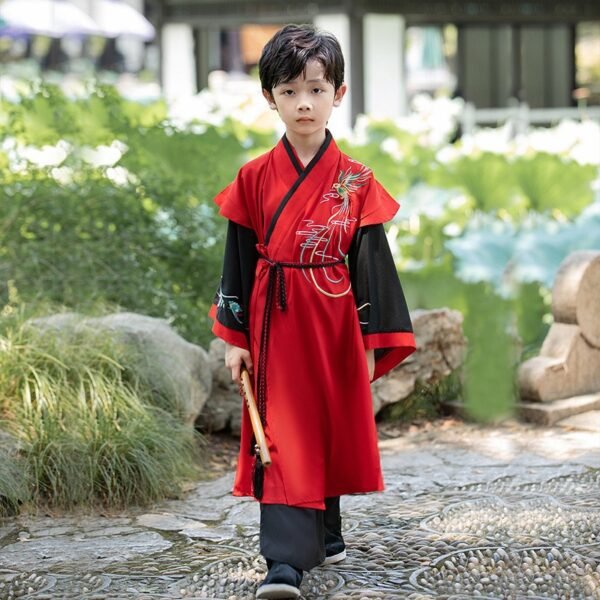 Boys' Hanfu black and red college style
