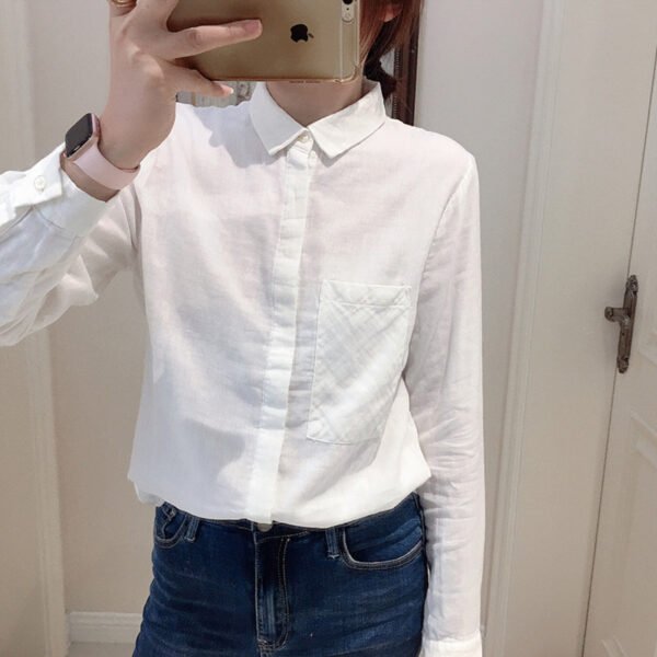 Suding's new double-layer cotton striped shirt women's loose simple cotton long-sleeved Japanese all-match soft shirt 7951