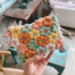 American style garden style puff flower bag Cushion diagonal span bag material