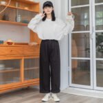 Self-made Japanese wide-leg trousers women's 2023 spring new loose high-waist slim trousers straight trousers - Image 4