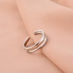 925 sterling silver ring double-layer plain ring female simple ins light luxury niche cold style open ring personality element circle - Image 3