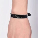 Bible Inspirational Words Simple Family Friendship Bracelet Stainless Steel Adjustable Silicone Sports Bracelet English Edition - Image 4