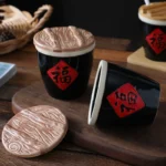 Chinese creative seasoning bottle commercial kitchen ceramic blessing jar with spoon small seasoning box salt chili blessing jar sauce salt jar - Image 2