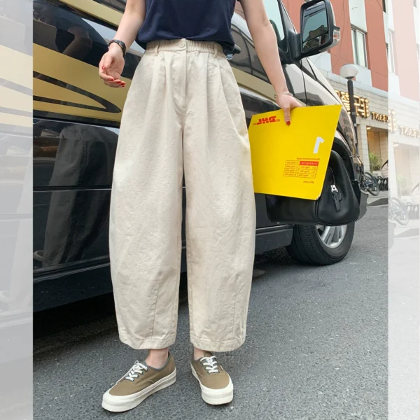 Balloon pants women's 2022 autumn clothes new loose and thin Tibetan meat semi-permanent Japanese all-match wide-leg casual pants