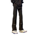 American high street vibe style black breasted jeans, men's spring trendy brand loose straight-leg stacked bootcut pants - Image 2