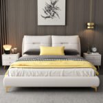 Modern minimalist 1.8m double wedding bed master bedroom small apartment leather art bed 2022 new soft bag bedroom queen bed - Image 2