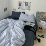 Ins double fight washed cotton four-piece solid color bed sheet quilt cover student dormitory three-piece bedding single double bed sheet 4 - Image 3