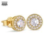 KRKC Amazon hot style S925 sterling silver earrings zircon earrings ins trend simple high-end hip-hop earrings men