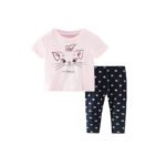 Malwee summer European and American middle and small children's suits animal cotton trousers short-sleeved two-piece trousers girls children's clothing - Image 5