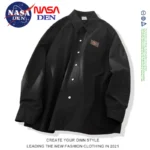 NASA joint Japanese workwear shirt women's long-sleeved loose oversized shirt women's American-style trendy brand retro casual jacket - Image 2